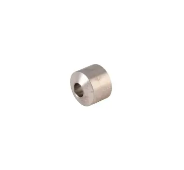 A metal nut is shown on the side of a white background.
