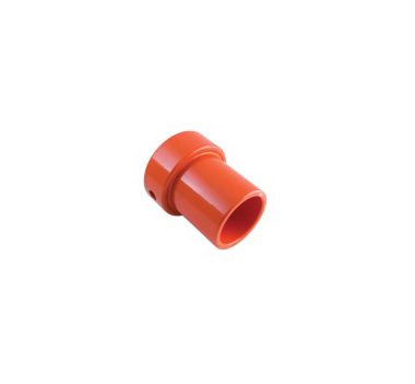 A red pipe connector is shown on the white background.