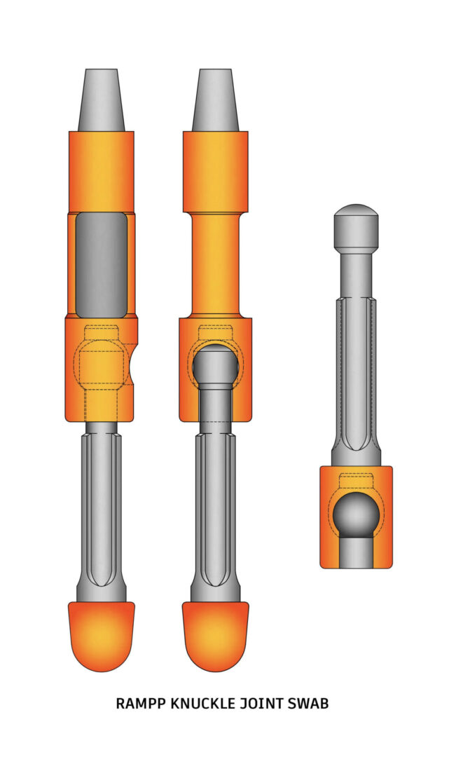 Efficiently lift fluids from wells with the Rampp Knuckle Joint Swab. Tool-free cup changes, versatile mandrel, and available in various sizes for your needs.